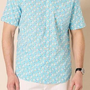 Amazon Essentials Men's Light Blue Patterned Shirt